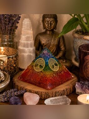 Orgonite Chakra Pyramid Tree of Life | Crystal Energy Healing Decor